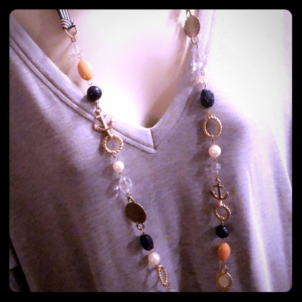 Boat necklace anchor coral necklace